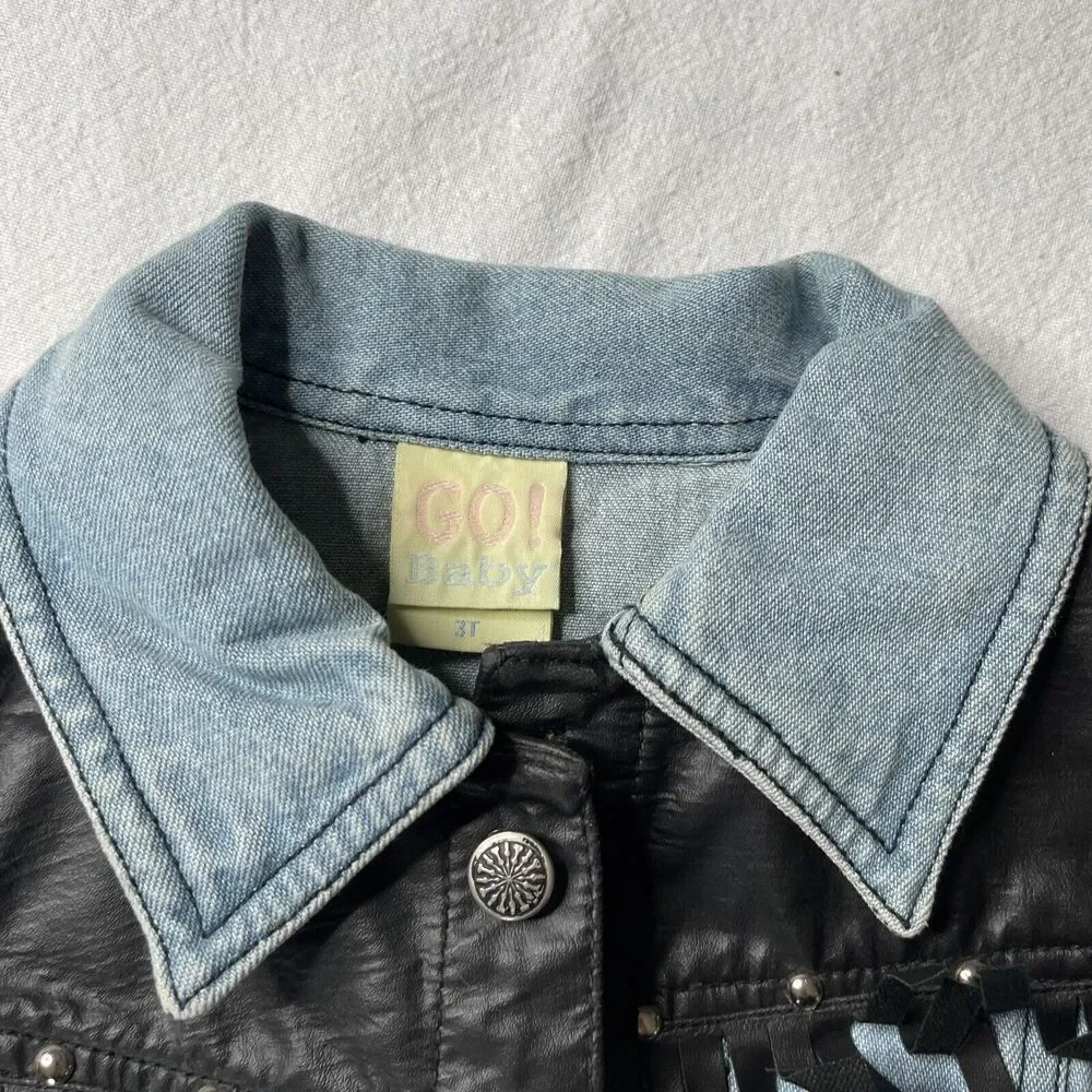 Born to Ride Denim toddler 3T jacket Biker blue jean jacket Go Baby Tag